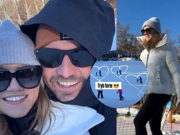 Agnieszka Kaczorowska i Marcin Rogacewicz zabrali dzieci na ferie. Maluchy uczą się jeździć, a zakochani posyłają uśmiechy. Patchwork