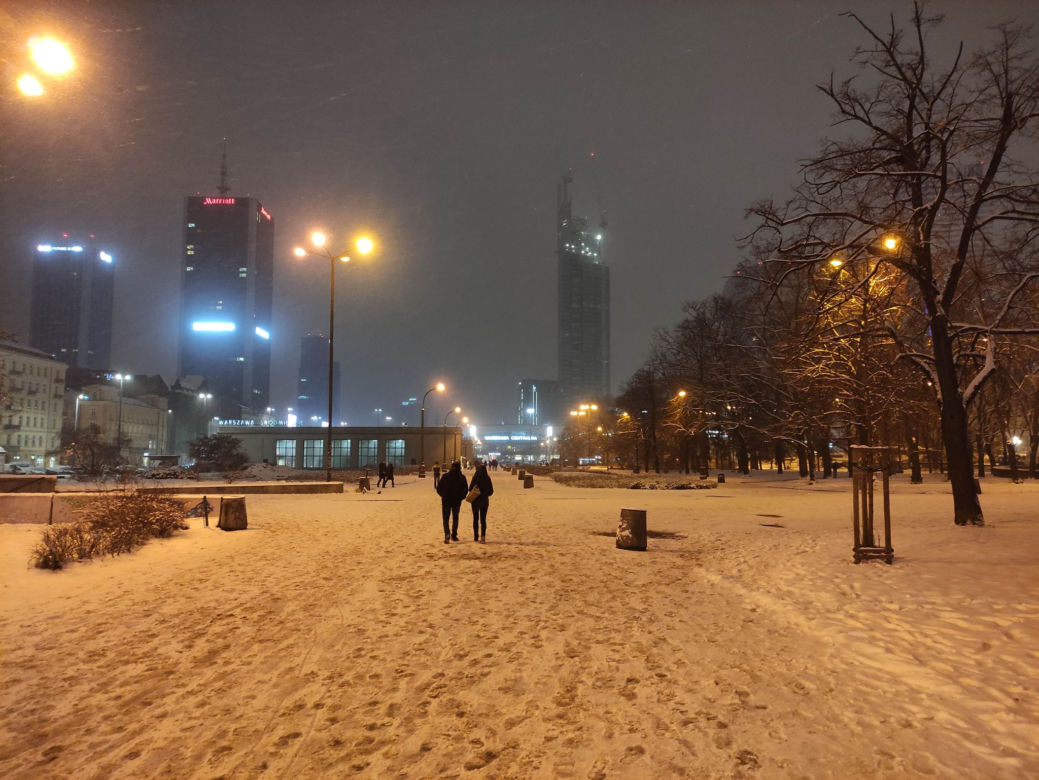 Śnieżna zima w Warszawie