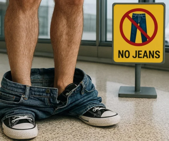 Dżinsy w samolocie? Przewoźnik apeluje, by je... zdjąć!