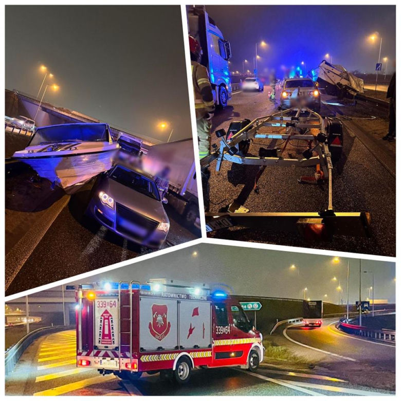  Ciężarówka staranowała… motorówkę na zjeździe z autostrady