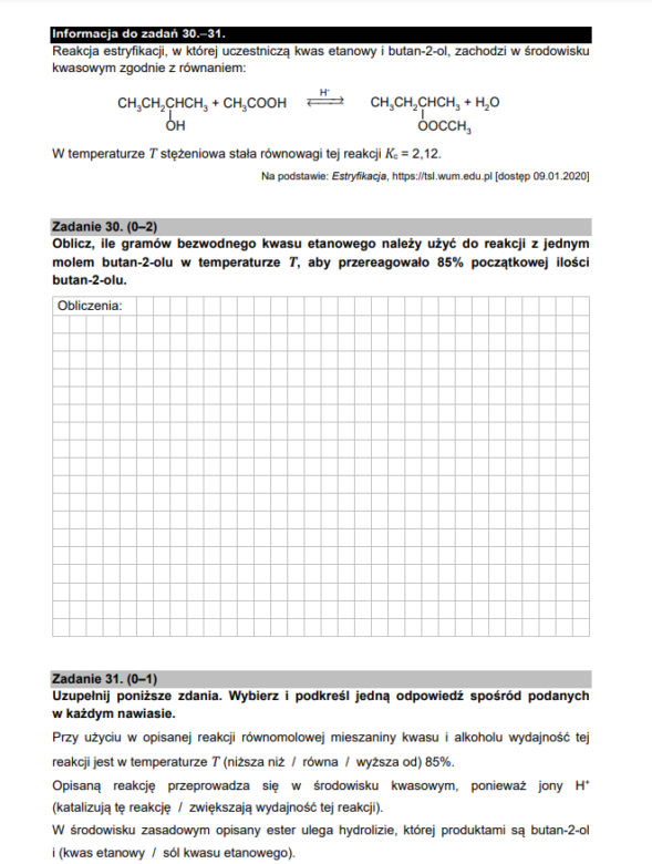 Matura z chemii 2021 - arkusz PDF