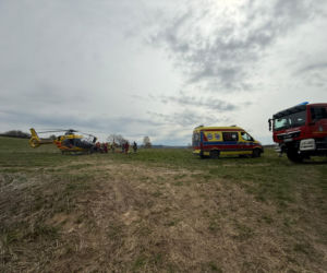 Wypadek przy wycince drzew pod Tarnowem: 60-latka zabrał śmigłowiec LPR