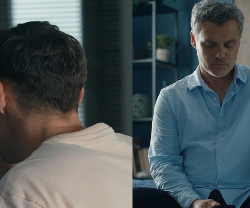 Darek (Andrzej Niemyt) zrozpaczony tragedią Soni, zasłania twarz dłonią przy ścianie, obok Karol (Jan Wieczorkowski) obojętny siedzi ze szklanką w dłoni. Emocjonalny dysonans kochanków w serialu Barwy szczęścia dostępny jest do przeczytania na portalu Super Seriale.