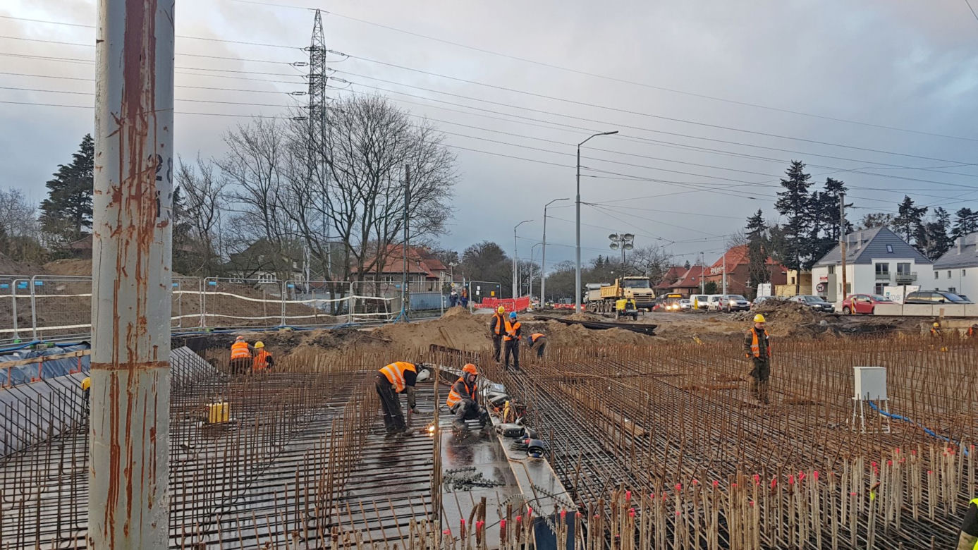 Budowa węzła Łękno - luty 2019