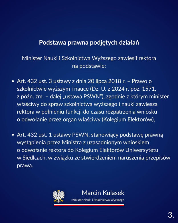 Rektor Uniwersytetu w Siedlcach Mirosław Minkina zawieszony w obowiązkach!
