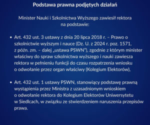 Rektor Uniwersytetu w Siedlcach Mirosław Minkina zawieszony w obowiązkach!