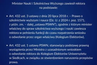 Rektor Uniwersytetu w Siedlcach Mirosław Minkina zawieszony w obowiązkach!