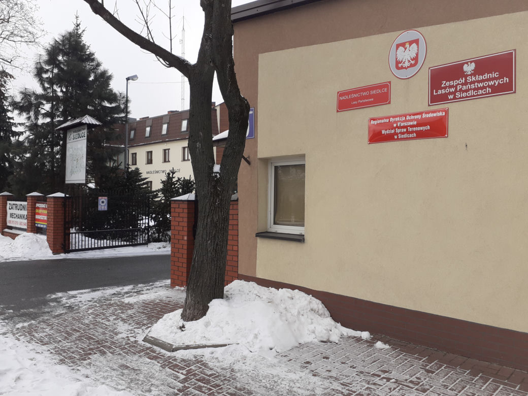 Ulica Kazimierzowska i zabytkowy budynek Mazowieckiego Ośrodka Doradztwa Rolniczego w Siedlcach w połowie lutego 2021