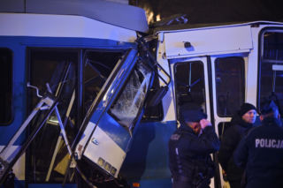 Zderzenie tramwajów na ul. Bieńczyckiej w Krakowie