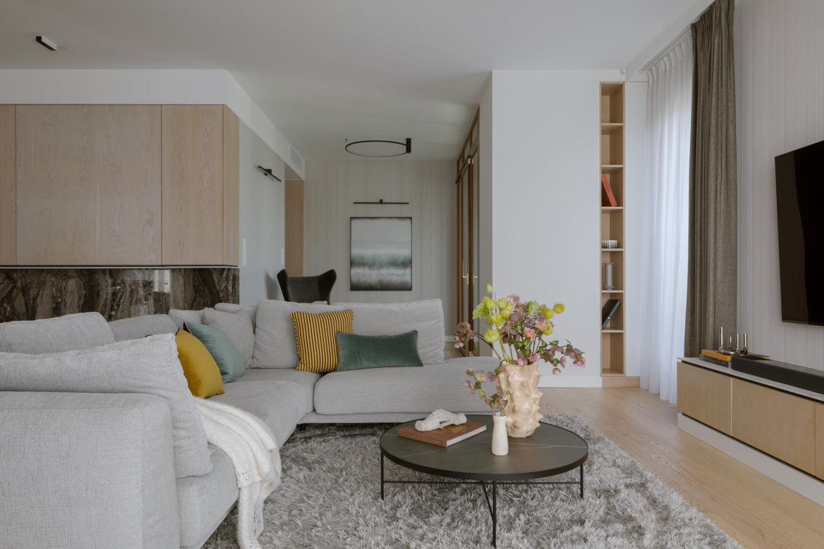 Salon w stylu wielkomiejskiego modernizmu
