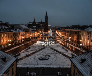 Napis #Białystok na Rynku Kościuszki