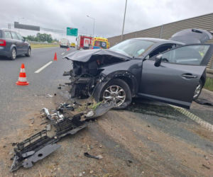 Utrudnienia na S5 niedaleko Kościana. Kobieta w ciąży zabrana do szpitala