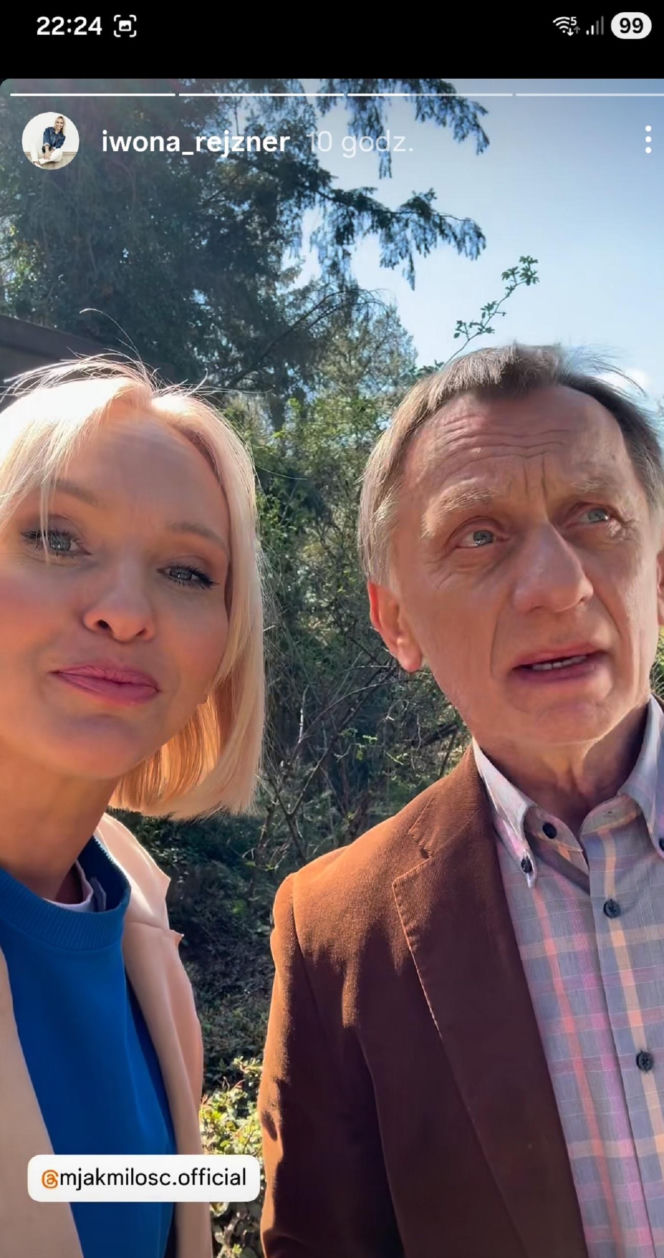 M jak miłość po wakacjach na planie. Dorota (Iwona Rejzner), Robert Żak (Krzysztof Tyniec)