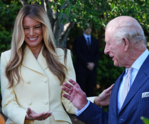 Król Karol i królowa Kamila u Trumpów. Melania dała im herbatę, a potem pokazała pasiekę w kształcie Białego Domu