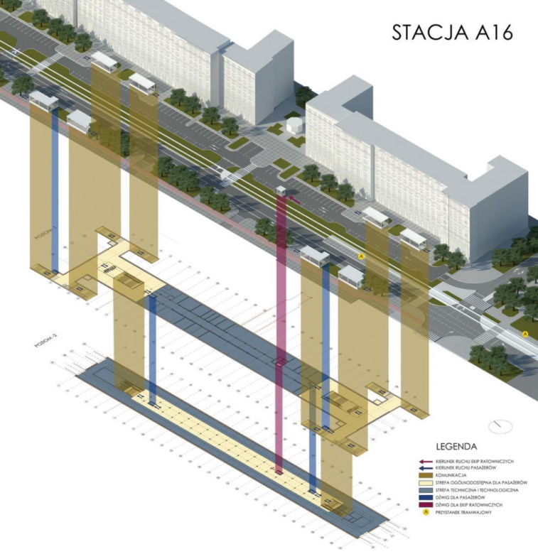 Linia M1 – metro Muranów, schemat