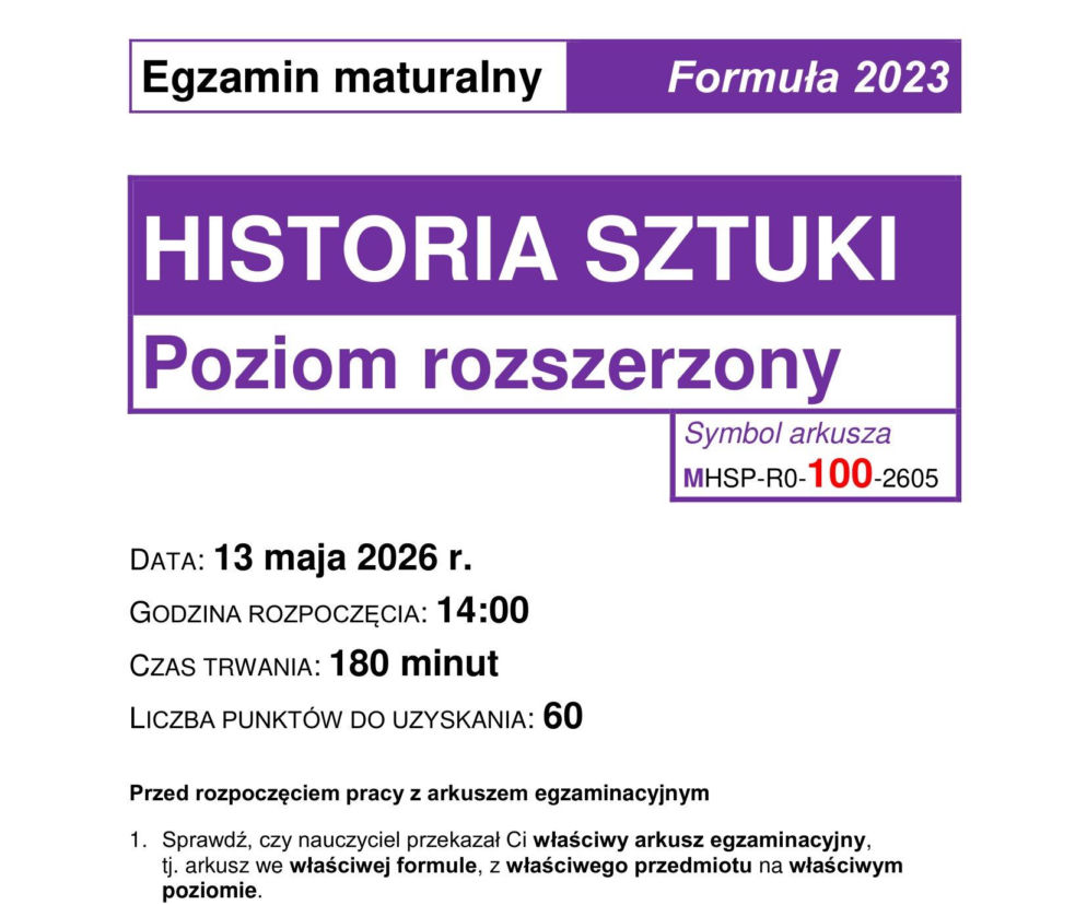 Matura historia sztuki 2026. Arkusze CKE i odpowiedzi 13.05.2026. Co pojawiło się na maturze z historii sztuki?