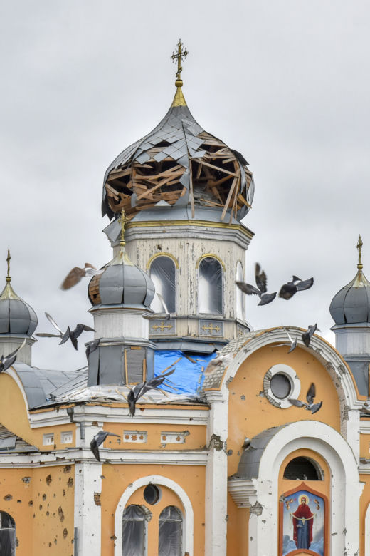 Wojna na Ukrainie. Zniszczona cerkiew w powiecie żytomierskim 