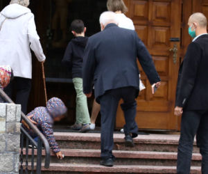 Lech Wałęsa na niedzielnej mszy