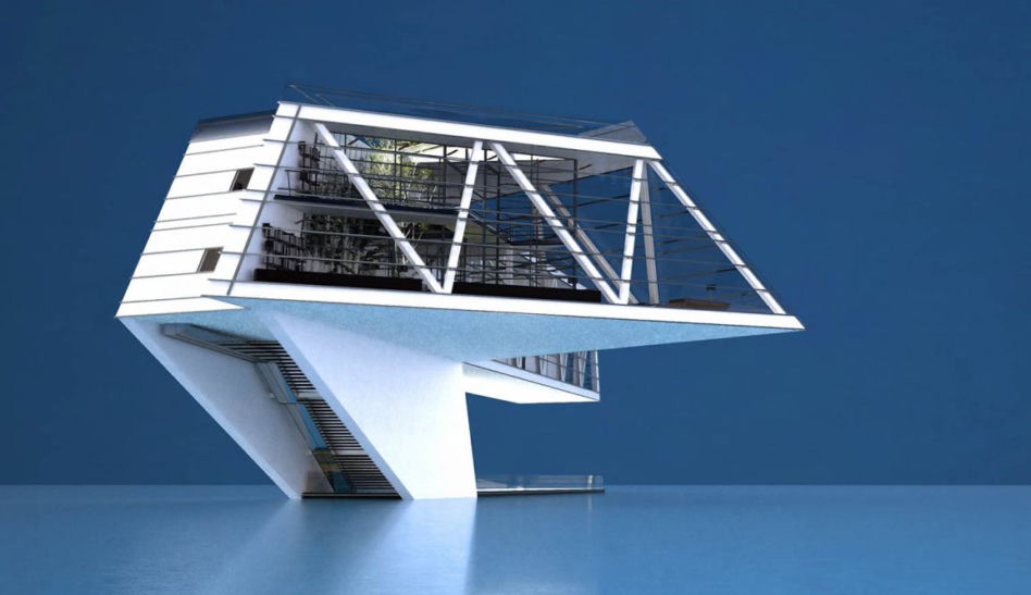 Dom na wodzie / House on water; projekt. Autor: Jędrzej Lewandowski, Le 2 Workshop