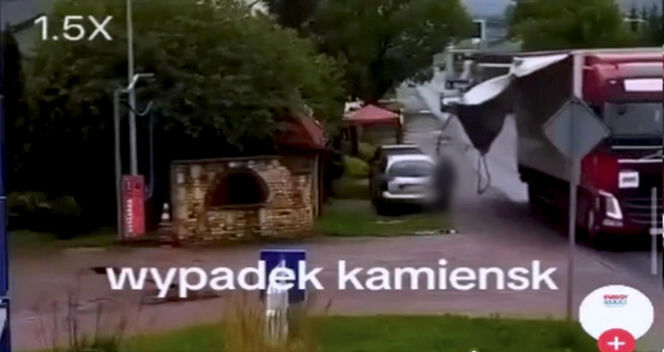 Pas od tira uderzył kobietę prosto w głowę. Wszystko widać na nagraniu