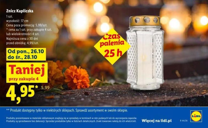 Znicze i chryzantemy w promocji w Lidlu przed 1 listopada 2026