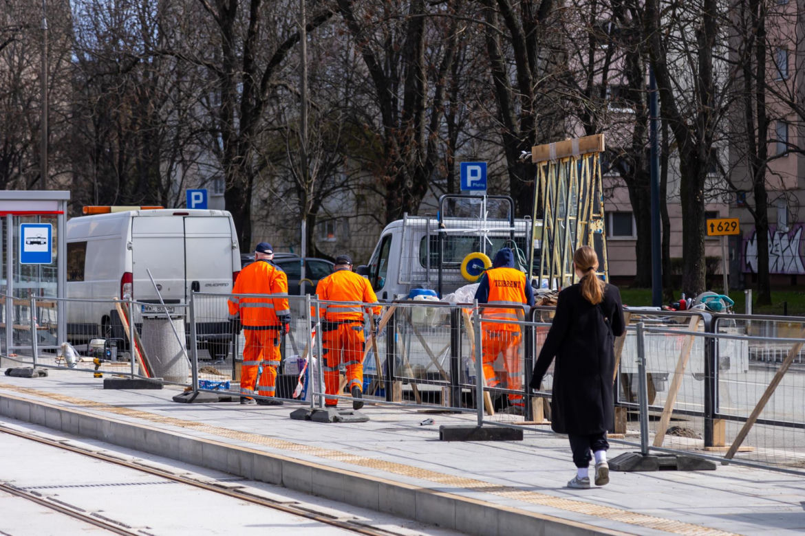 Tramwaj na Kasprzaka i Wolskiej w Warszawie