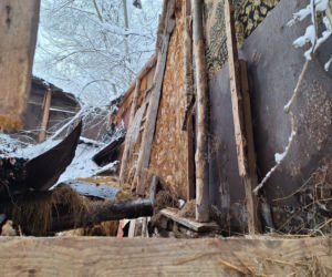 Dach stodoły runął pod naporem śniegu. W środku były zwierzęta