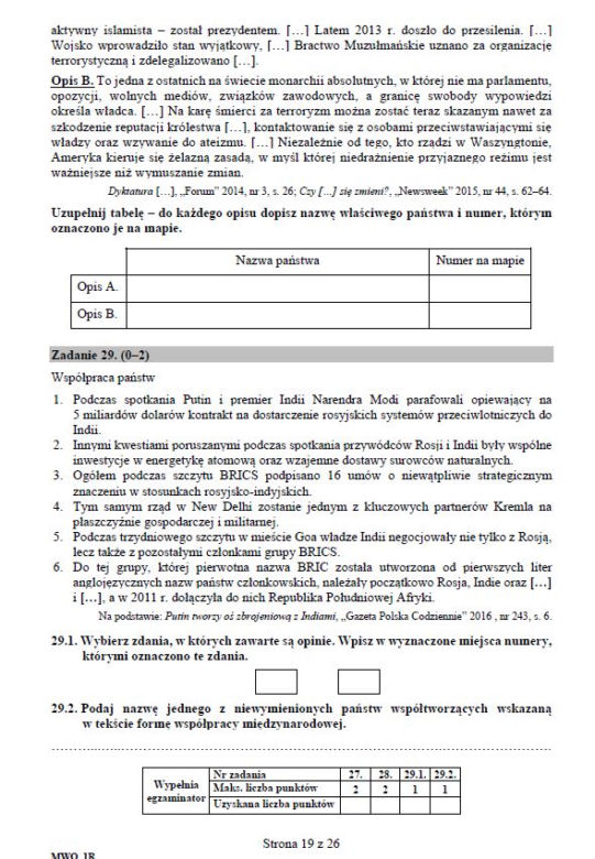 Matura 2018 WOS rozszerzony