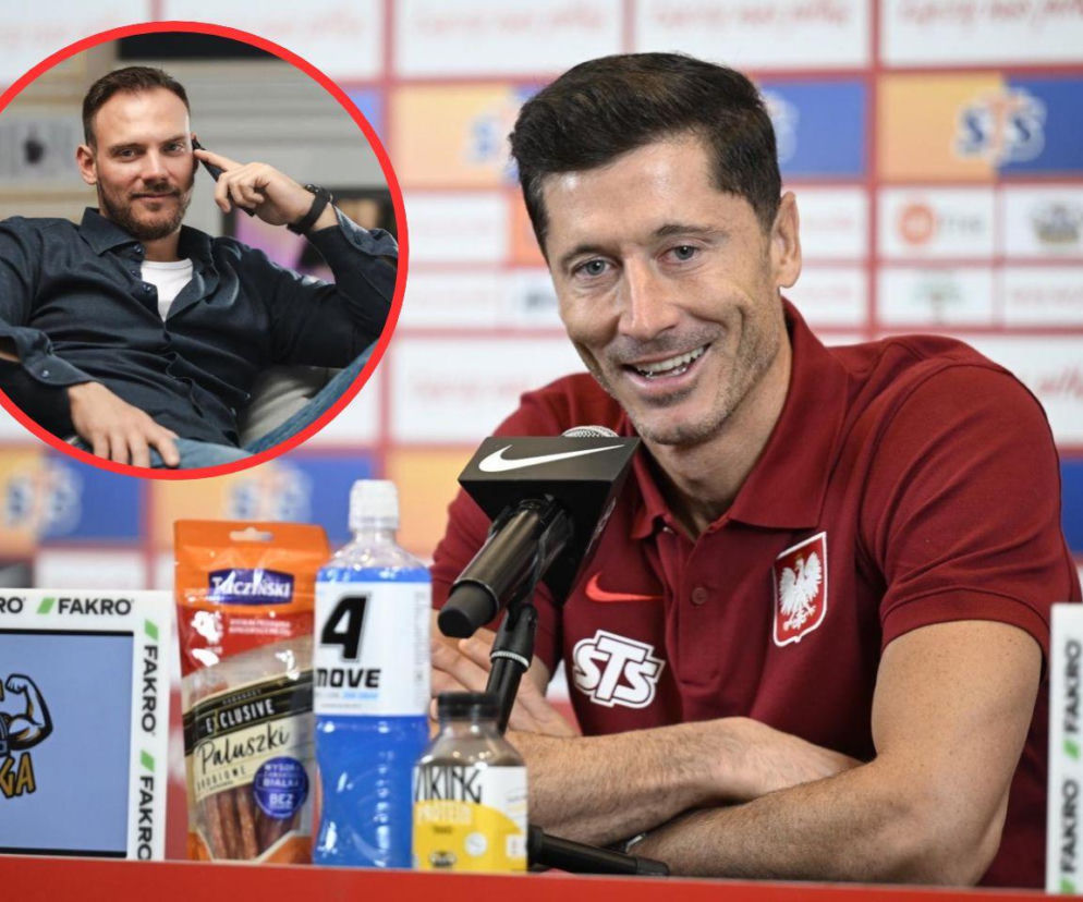 Robert Lewandowski na konferencji prasowej. Na miniaturze Martin Kaczmarski. O ich relacji przeczytasz na SE Supersport.
