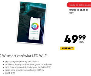 Żarówka LED Wi-Fi - cena: 49,99 zł