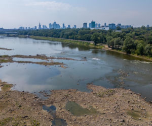 Niski stan wody w Wiśle w Warszawie, 5.08.2026