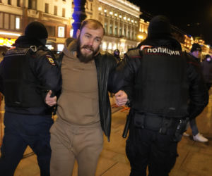 Protesty w Rosji przeciwko wojnie z Ukrainą.
