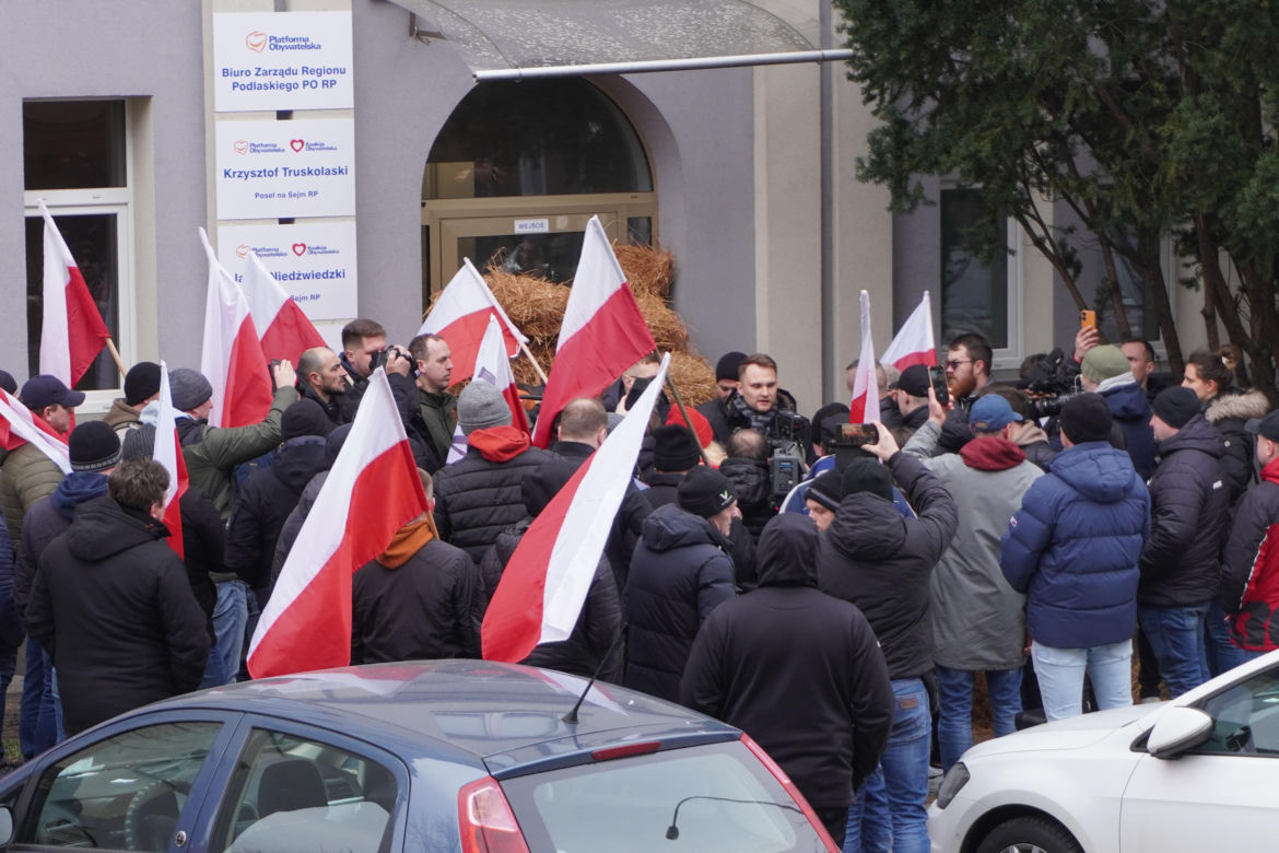 Protest rolników w Białymstoku. Przemarsz ulicami miasta 4 marca