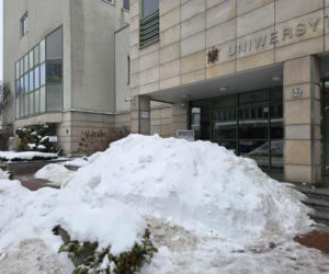 Igloo powstało przed wejściem na Wydział Biologii UW - zima 2026