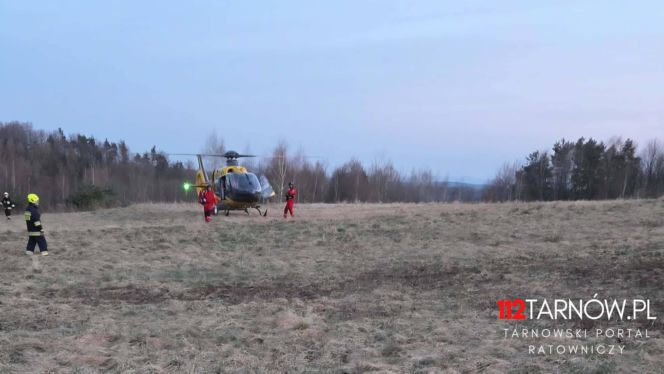 Wypadek w lesie w Czermnej. 10-latek spadł z ciągnika [ZDJĘCIA]
