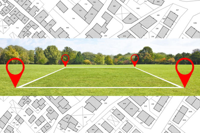 Wizualizacja granic działki naniesiona na plan zagospodarowania przestrzeni