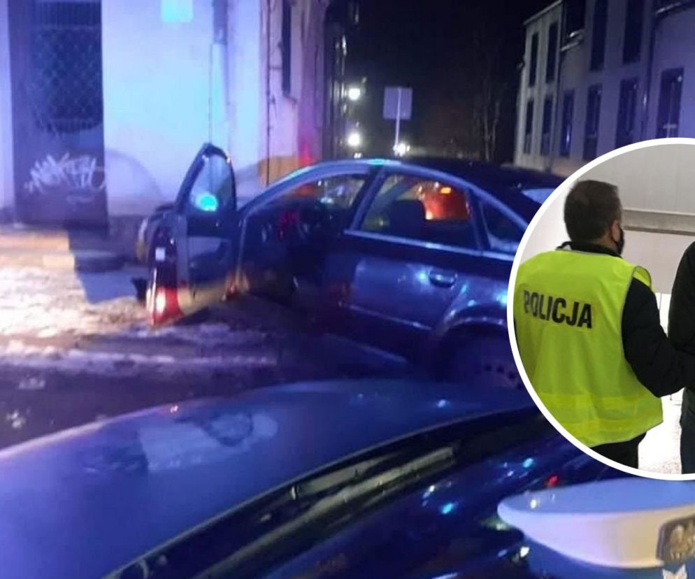 Sieradz. Pijany furiat wjechał autem wprost w kamienicę. Jechała z nim kobieta