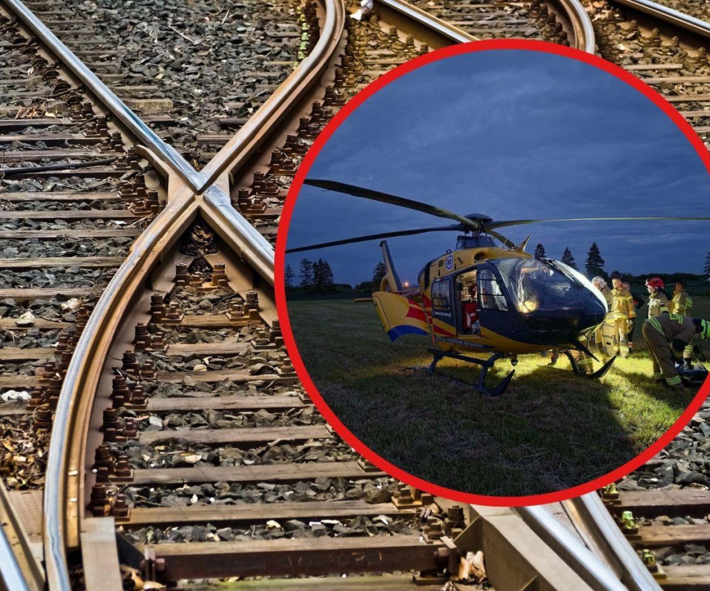 Dramat na torach pod Malborkiem. Pociąg potrącił 36-latka, mężczyznę zabrał śmigłowiec LPR