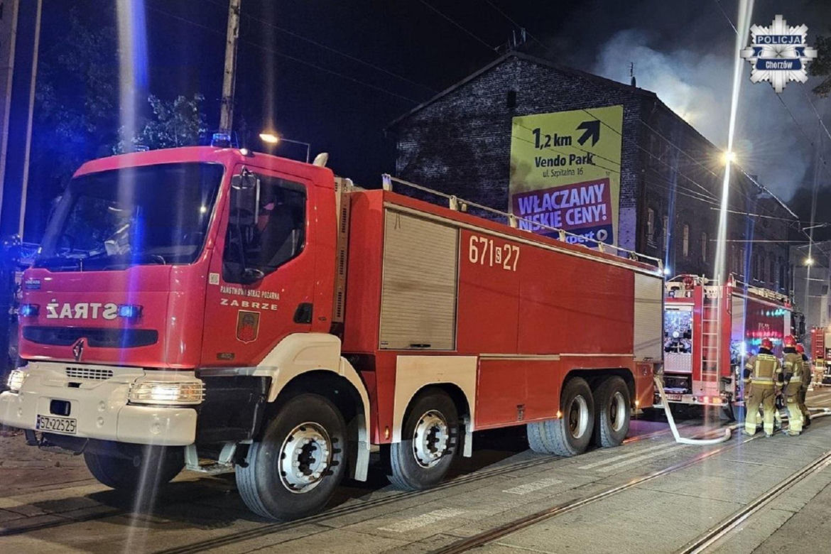 Pożar pustostanu w Chorzowie. 31-letni sprawca podpalenia usłyszał zarzuty