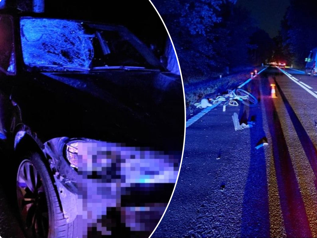 BMW zmiotło rowerzystę z drogi. Cyklista jechał w  nocy beż żadnych świateł