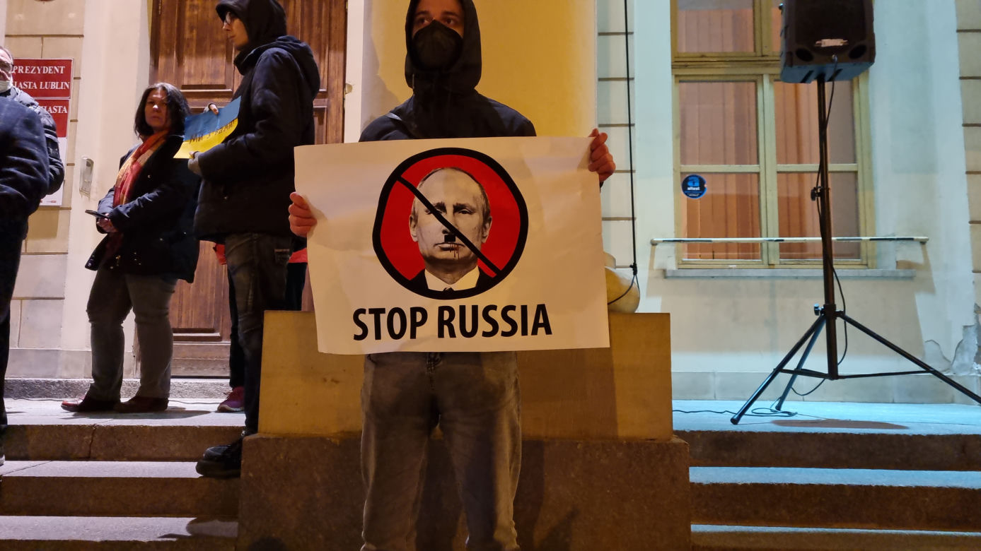 Lublin: protest wobec rosyjskiej agresji na Ukrainę