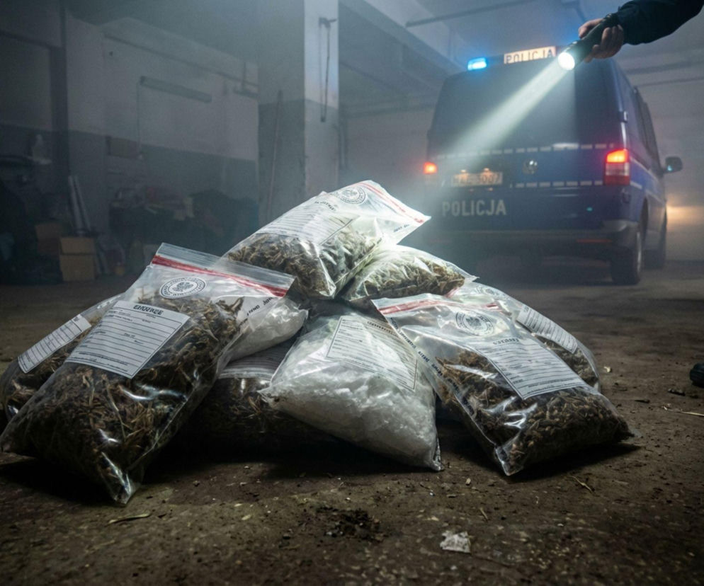 Zabezpieczone narkotyki w workach dowodowych