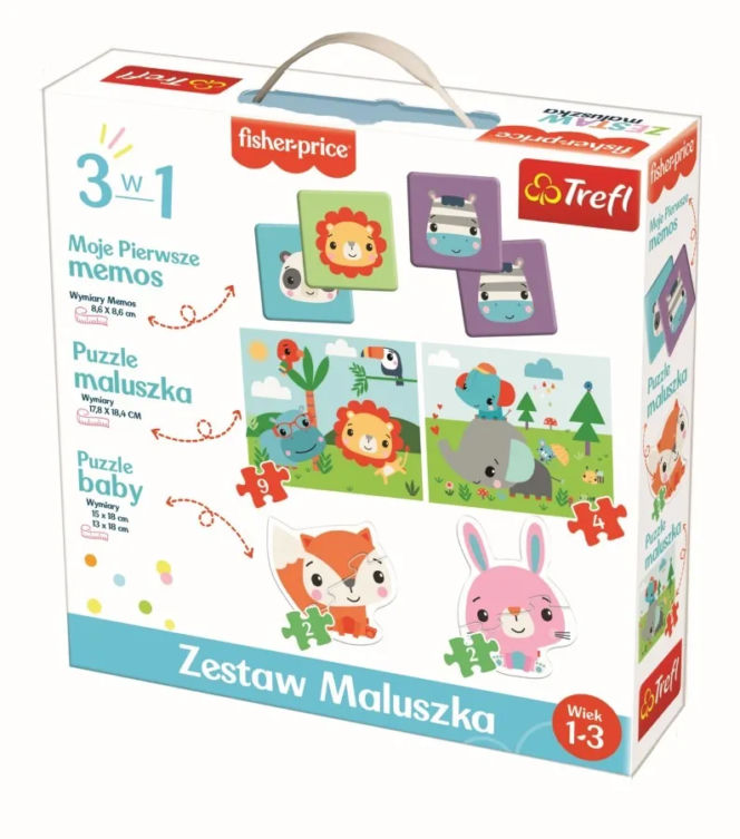 Trefl, Fisher-Price, Zestaw maluszka 3w1, puzzle i memory