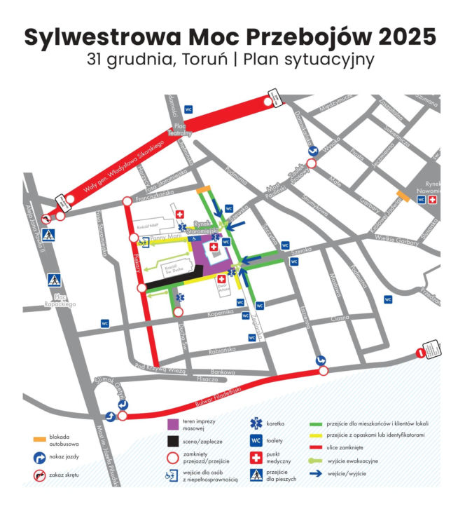 Sylwestrowa Moc Przebojów 2025/26 w Toruniu: Informacje organizacyjne