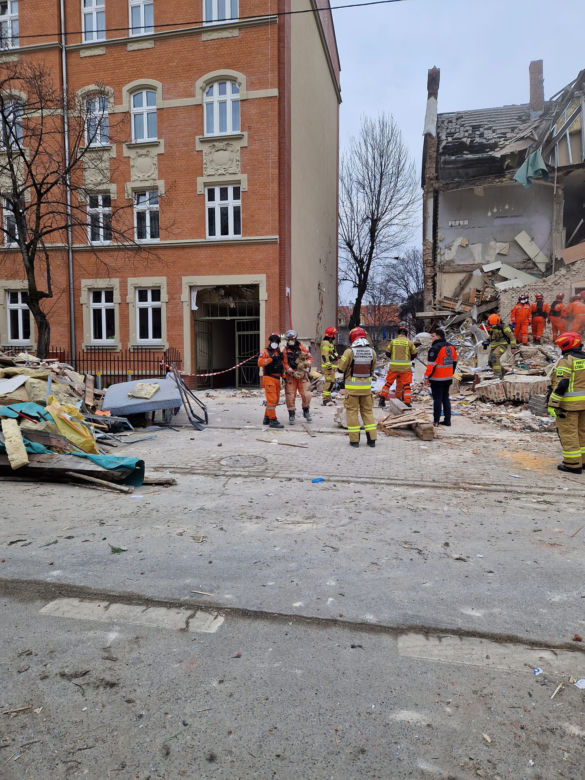 Tak pracowali strażacy na miejscu wybuchu w Katowicach