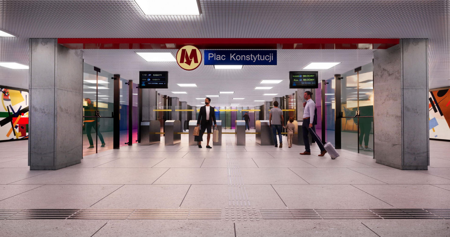 Linia M1 – metro Plac Konstytucji, poziom hali odpraw (antresoli)