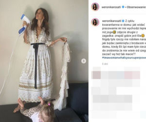 Weronika Rosati stroi się, a dziecko w tych samych gatkach