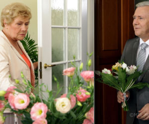 M jak miłość odc. 1009. Barbara Mostowiak (Teresa Lipowska), Stanisław (Włodzimierz Matuszak)
