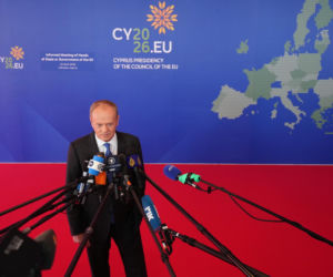 Donald Tusk  podczas nieformalnego szczytu Rady Europejskiej w Nikozji