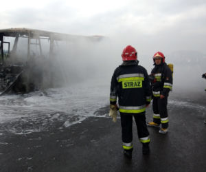 Rzeszów: Pożar autokaru na autostradzie